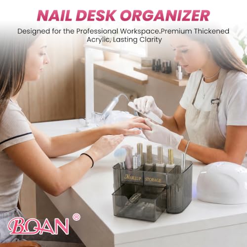 BQAN Clear Acrylic Nail Organizer with Drawer for Nail Tools Storage Black - color: Black