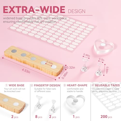 Nail Stand for Press On Nails Art Display Practice 2 Sets - color: Wood, size: Medium