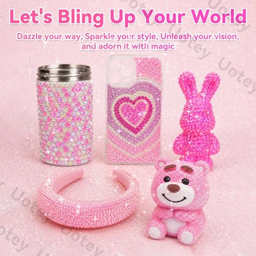 24Grid Flatback Rhinestones Kit, White Pink AB Clear Gems for Crafts DIY - color: S2