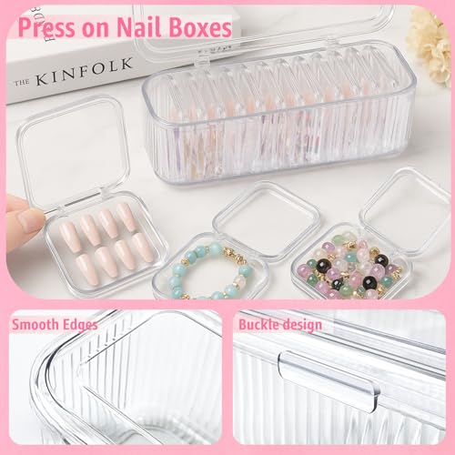Clear Press On Nail Storage Containers 12-Pack Stackable Cases, Press Ons Nail Packaging Organizer Case, Acrylic Tips and Fake Nails Display Box for Travel and Salon Use (Clear 01) - color: Clear 01