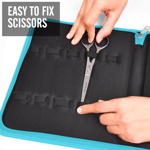 Case Holds 10 Grooming or Beauty Shears (TURQUOISE) - color: TURQUOISE
