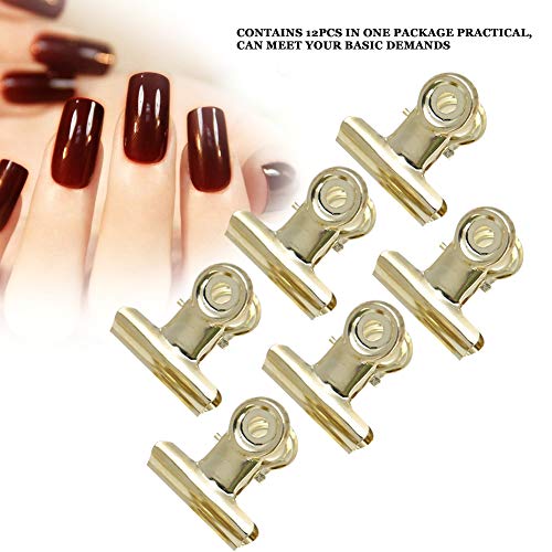 12 PCS Nail Clip, Curve C Nail Extension Clips, File Clip or Nail Pinching Clips, Multi-function Nail Art Accessories for Nail Acrylic Extension and Fixation(golden)