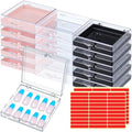 Landhoow 15 Pcs Press on Nail Box, Acrylic Display Case,Clear, Black, Pink - color: Clear, Black, Pink