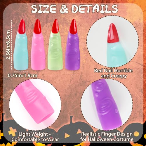 Halloween Fake Witches Fingers Nails for Kids Reading, Glow in The Dark - color: Colorful