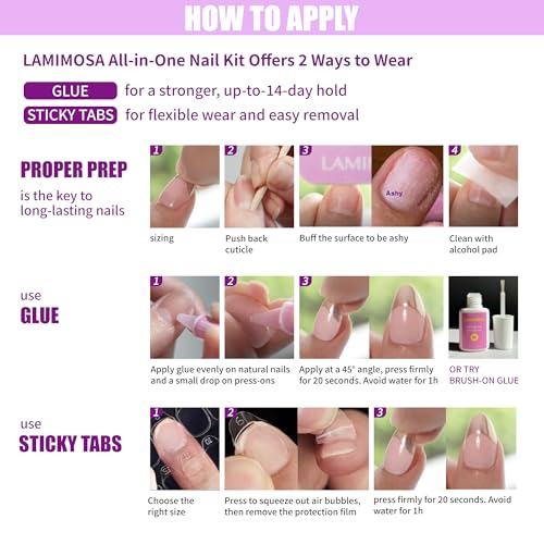 LAMIMOSA 32Pcs Press On Nails Short Square, Black Fake Nails, MIDNIGHT - color: MIDNIGHT