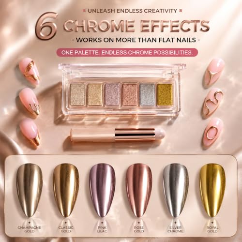 AILLSA Solid Chrome Nail Powder Kit, Metallic Mirror Effect Pigment