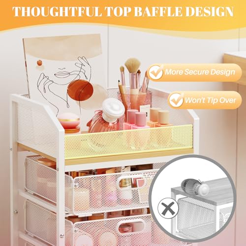 SUNALLY Rolling Makeup Cart with Drawers, Rolling Vanity Nail Cart, White - color: White, size: 5 Tier