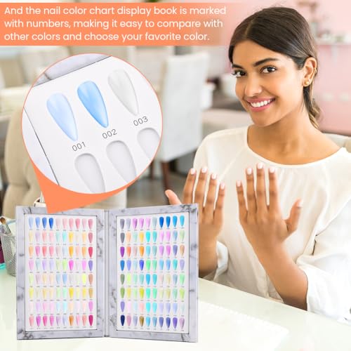 160 Nail Color Display Book with 240 Nail Tips & Number Stickers 1-200