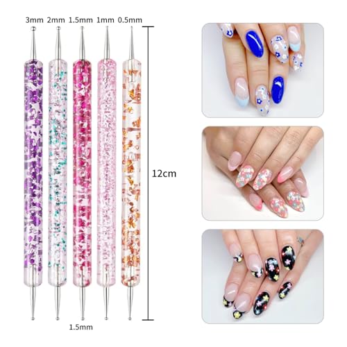5 PCS Nail Dotting Tools Design Tools, Nail Dotting Pen Nail Art Tools - color: 5 PCS