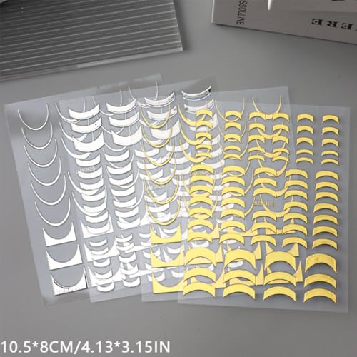 8 Sheets Gold Silver French Stripe Line Nail Stickers, 3D Self-Adhesive - color: Dh-825+826
