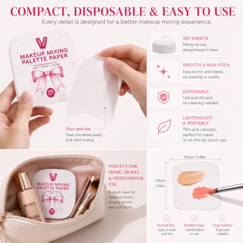 Makeup Mixing Palette Paper, Waterproof Disposable, 100 Sheets - size: 1 Pack