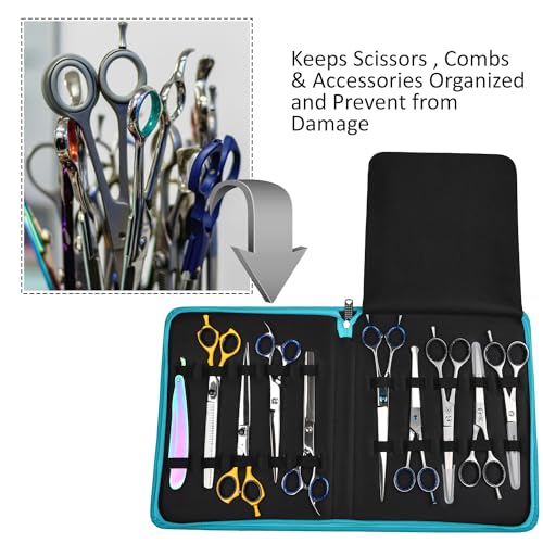 Case Holds 10 Grooming or Beauty Shears (TURQUOISE) - color: TURQUOISE