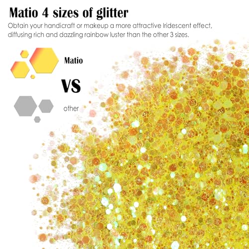 Matio Iridescent Chunky Glitter 7.8oz/220g IRI Yellow Craft Glitter - color: I-Iri Yellow
