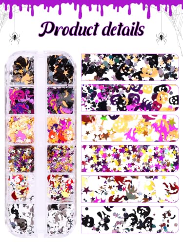 24 Grids Halloween Nail Glitter Kalolary Nail Art Sequins - color: Halloween A