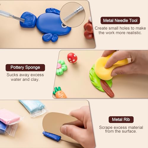 Amrules 43 Pcs Polymer Clay Sculpting Tools Kit for Adults, Light Yellow - color: Lightyellow-43Pcs