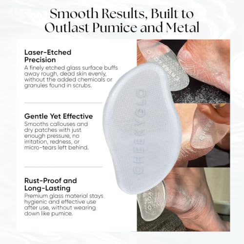 CheekyGlo Premium Glass Foot File (Sensitive) | Foot Exfoliator | Foot rasp | Nano-Glass Foot File | Callus Remover | The Original TikTok Viral Glass Foot File