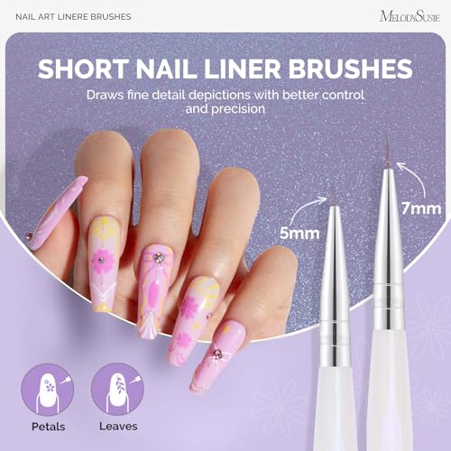MelodySusie 5Pcs Nail Art Liner Brushes Sizes 5/7/9/11/20mm - size: 5 Pcs - Liner