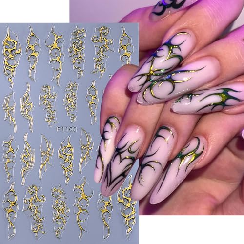 5 Sheets Gothic Nail Stickers for Nail Art, 3D Self-Adhesive Nail Decals - color: Goth-a