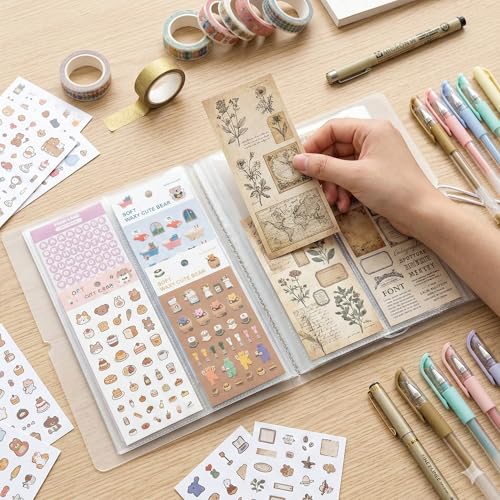Sticker Organizer Album, 104 Pockets For Small Sticker Sheets - size: Small(2.8" x 7.9“)