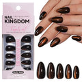 Dark Brown Cat Eye Press on Nails Short Almond Glitter Fake Nails 30 Pcs - color: Style-13