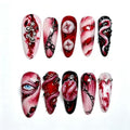 30pcs Halloween Press on Nails Gothic Red Black Eye Spider Web Fake Nails - color: Halloween Press on Nails 14