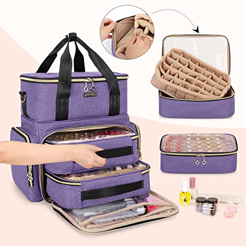 BAFASO 2 Layer Nail Polish Organizer Holds 70 Bottles & Nail Dryer, Purple - color: Purple