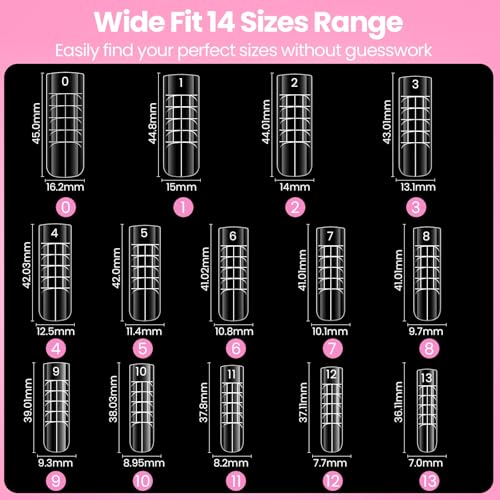 GlimightyX Natural Curve Toe Dual Forms for Polygel, 14 Sizes 140 Pcs