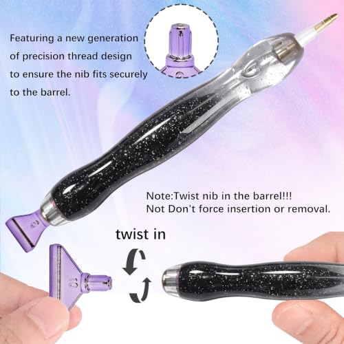26 Piece 5D Ergonomic Diamond Art Painting Pens Kit,black - color: Black
