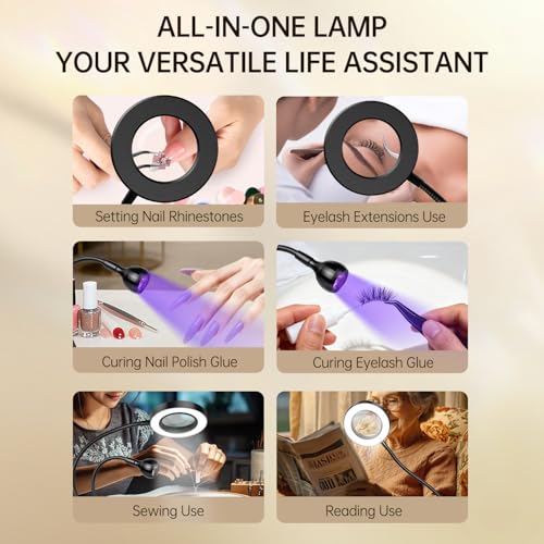 AORAEM UV LED Nail Lamp, Double-Headed Flash Cure Nail Lamp for Gel Nails - color: Soft Black