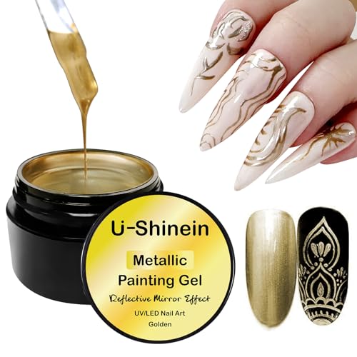 8ml Metallic Painting Nail Polish Gel,Golden Painted Nail Polish - color: Mirror Gold