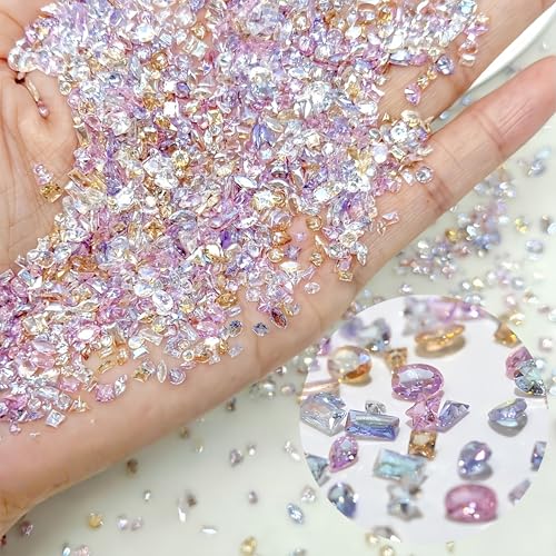 150pcs Colorful Zircon Mini Nail Rhinestones Clear Rhinestones for Nails Design 3D Heart Star Nail Charms and Gems Shiny Zircon Diamonds Nail Accessories Luxury Crystal Jewel for Women Nail Supplies - color: pink