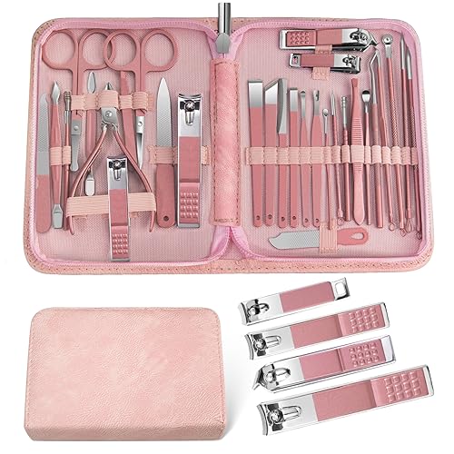 Manicure kit for Women，30Pcs Pink Nail Care Kit，Christmas Stocking Stuffers - color: 30 in 1 Pink