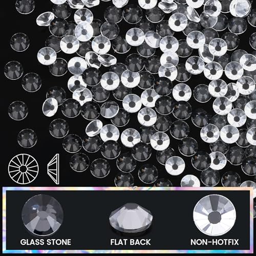 Rhinestones 1440pcs SS6 (1.9-2.0mm) Glass Flatback Crystal Transparent - color: Transparent, size: SS6/2880pcs