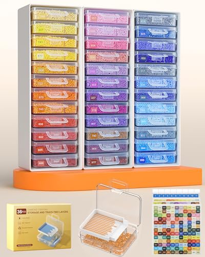 Redtwo 36 PCS Diamond Painting Storage Containers Trays, White - color: White