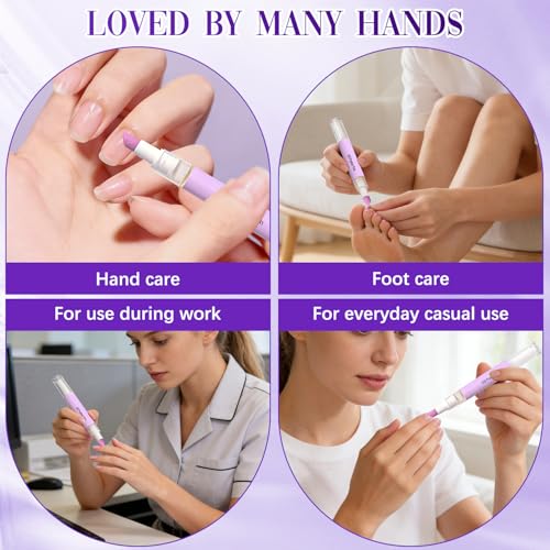 3PCS 2-in-1 Cuticle Oil Pusher Pen, Ceramic Cuticle Pusher & Oil Pen, Nail Care Tool for Dry Damaged Nails Hangnails Moisturiz Polish Brighten
