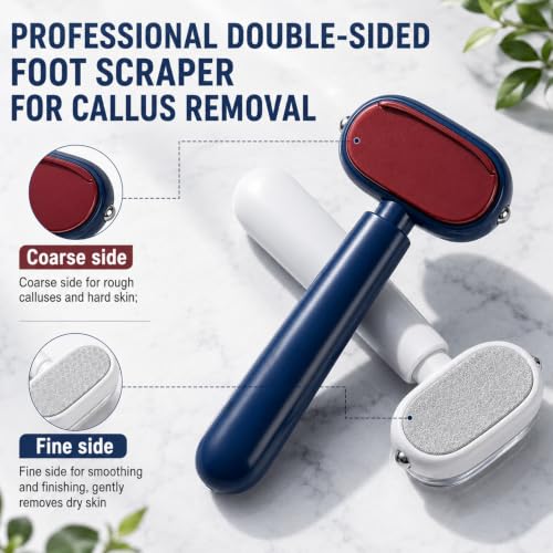 2PC Dual-Sided Foot Callus Remover with 4Blade,Stainless Steel Foot Scraper