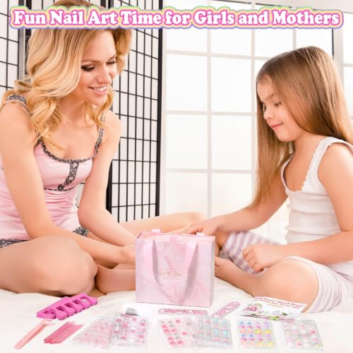 144 Pcs Press on Nails for Kids, Girls Fake Stick ons Acrylic Nails Gift Set