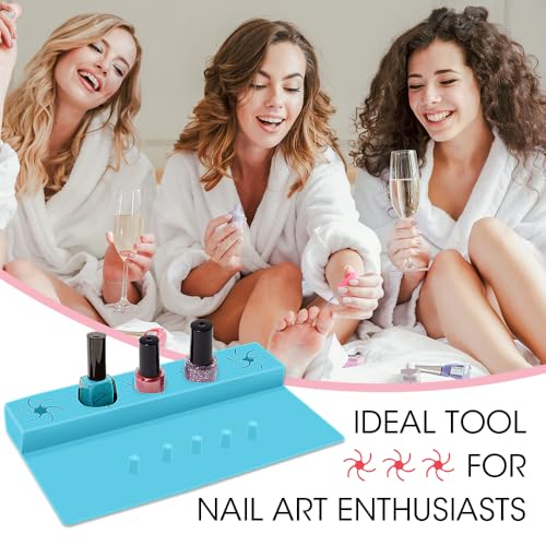 Nail Polish Holder, 2 in 1 Silicone Hand Rest Mat Set - Blue - color: Blue