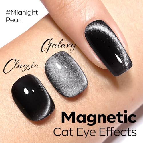modelones Black Cat Eye Gel Nail Polish Soak Off UV/LED Gel Polish 15ML - color: A2-Black Cat Eye