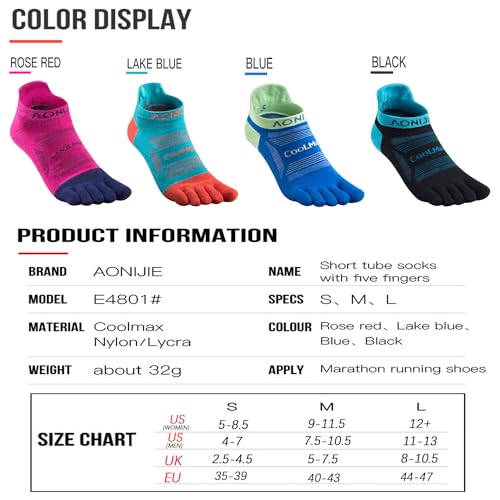 Toe Socks Cool-max Running Socks for Men Women 3 Pairs Athletic Breathable Five Finger Socks - color: Multicolor-d02# Ankle/3 Pairs, size: Medium