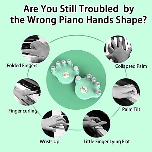 Piano Finger Trainers, Hand Grip Exerciser Ergonomic Training Finger Pressing Posture Correction Tool for Guitar Piano Trigger Finger Training Arthritis Therapy and Grip 2PCS/Set - color: Green