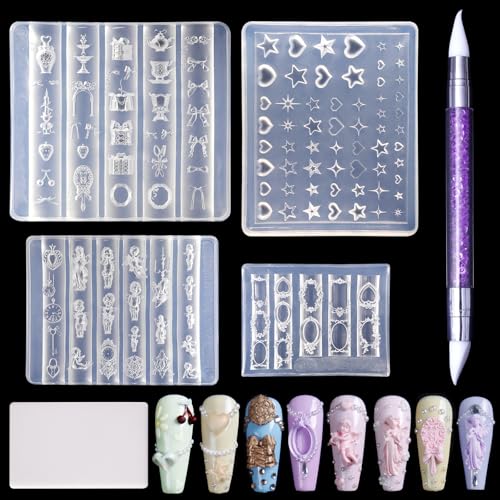 Laza 4pcs Rococo Silicone Nail Art Molds, Multiple Virgin Mary Nail Molds - color: Angel