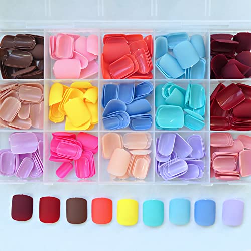 360pc Colored Press on Nails Short Square Fake Acrylic Nails
