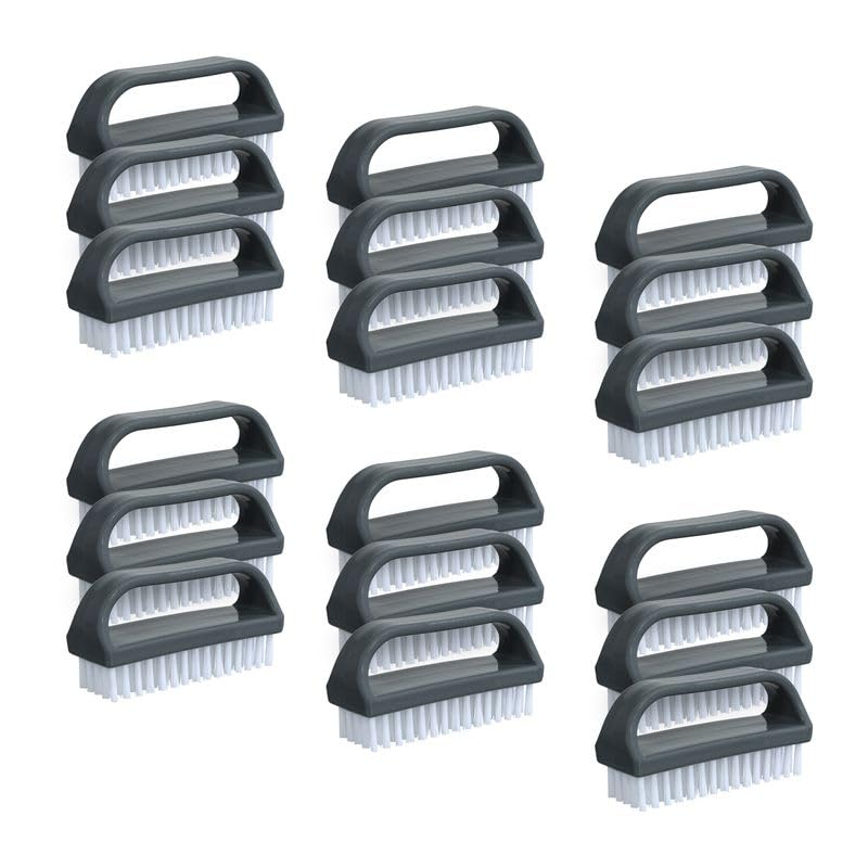 Superio Stiff Nail Brush for Cleaning Fingernails Small Scrub Brush with Handle, Cleaning Brushes for Hands, Toes, and Nails (Black, 18 Pack) - color: 18 Pack