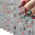 Christmas Nail Stickers, 5D Embossed Holly Leaf Nail Decals Snowflake Elk Lights Bell Xmas Tree Winter Nail Design Holiday Nail Art Decoration for Women Girls(5Sheets) - style: Holly Leaf