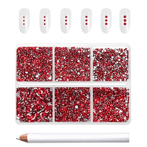Beadsland Flatback Rhinestones, Siam, 7200pcs Mixed 6 Sizes - color: Siam