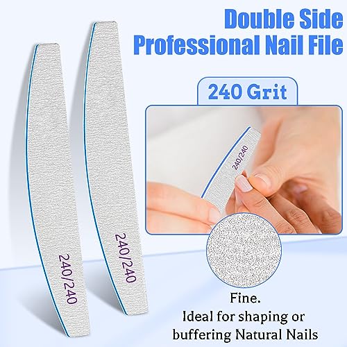 12 PCS Professional Nail File, 240/240 Grit Nail Files for Natural Nails Emery Boards Nail File Doubled Sides Washable Fine Grit Nail File Manicure Tools for Home and Salon Use - size: 240/240 Grit Natural Nails