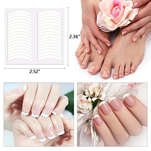 2700 Pieces 90 Sheets French Tip Nail Guides Nail Stencils Self-Adhesive Nail Art Stickers Half Moon French Manicure Strips Nails Design Tool French Nail Sticker Nail Art Stencils - color: NO1