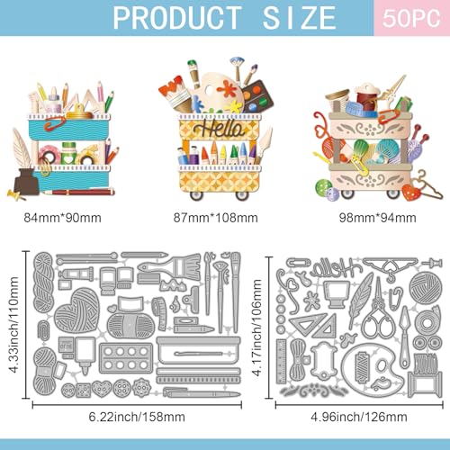 GLOBLELAND Painting Tool Cutting Dies Sewing Tool Metal Die Cuts Office Tools Cutting Embossing Templates for Scrapbooking Crafts Paper Cards Making - style: Painting Tools