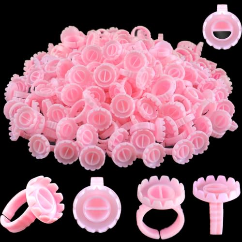 100 Pcs Glue Rings for Eyelash Extensions,Disposable Ring for Lashes Cute Lash Glues Holder Ring Glues Cup Glue Rings,Use for Eyelash Extension Supplies(Rotundity Pink) - size: Rotundity Pink
